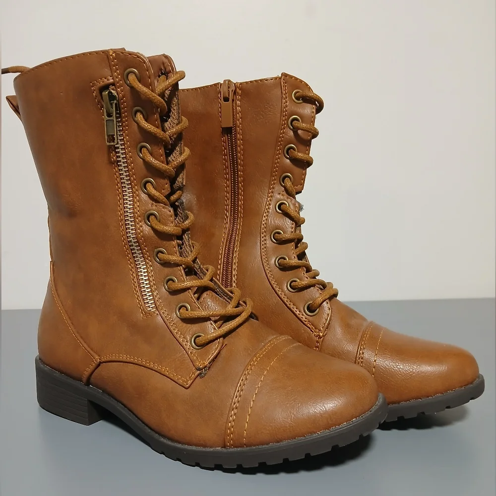 Forever 21 Tan Combat Boots - Picture 1 of 4
